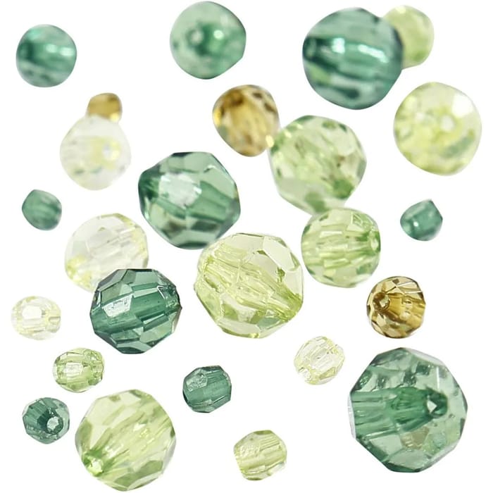 Mixed Faceted Beads 45 gr - Green