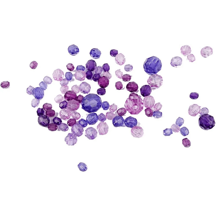 Mixed Faceted Beads 45 gr - Purple