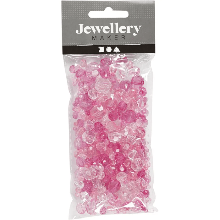 Mixed Faceted Beads 45 gr - Pink
