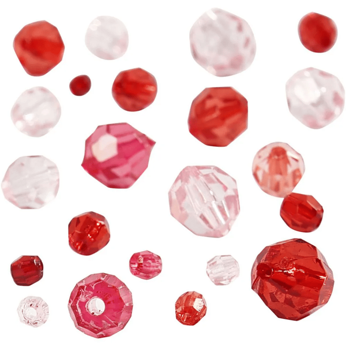 Mixed Faceted Beads 45 gr - Red