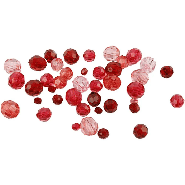 Mixed Faceted Beads 45 gr - Red