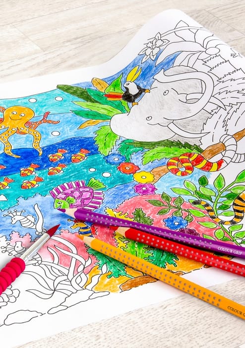 Colouring Paper Roll 30 cm x 3.2 m. (Jungle + Sea)