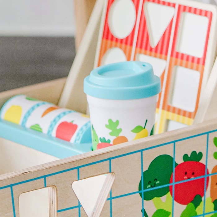 Wooden Shape Sorting Grocery Cart/Walker