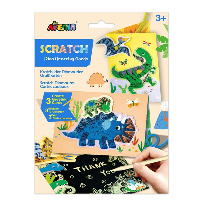 Scratch Art Greeting Cards - Dinosaurs, 3 pcs