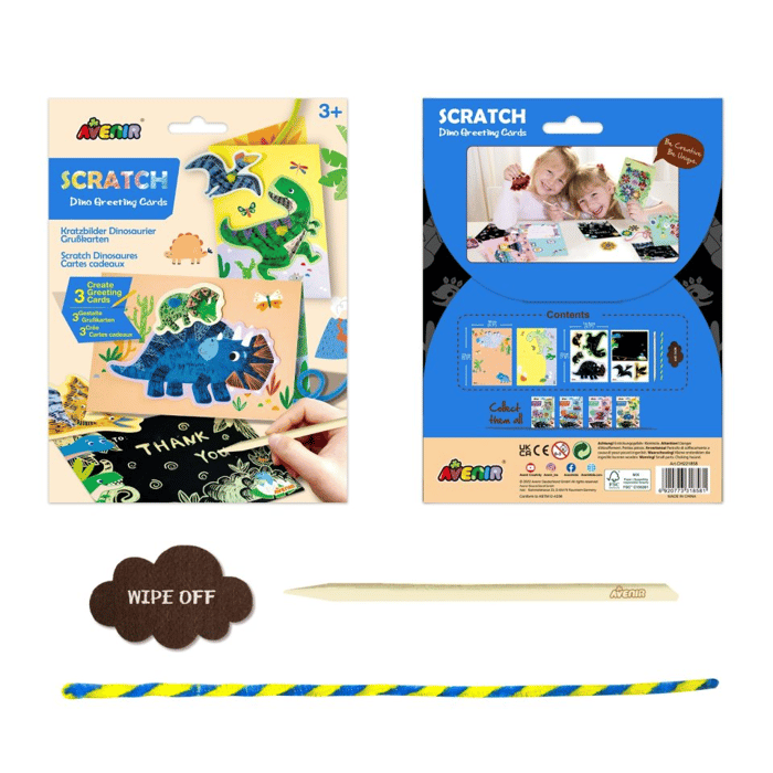 Scratch Art Greeting Cards - Dinosaurs, 3 pcs