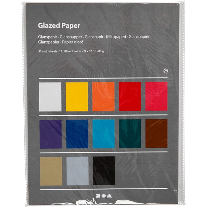 Glossy Craft Paper - Solid Colour, 50 Sheets