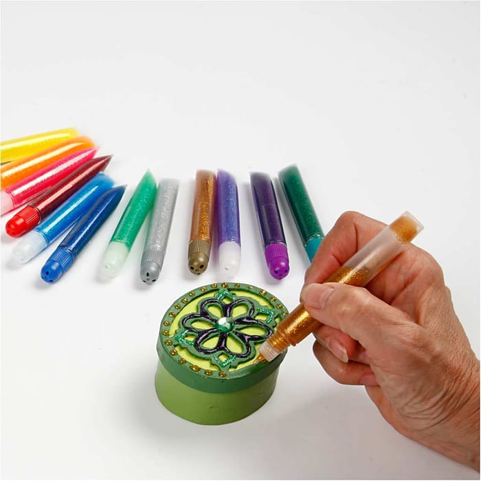 Glitter Glue 10 ml - Basic Colours, 12 pcs