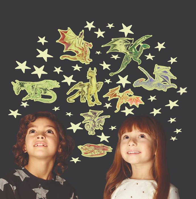 Glow in the Dark - Dragons and Stars, 43 pcs
