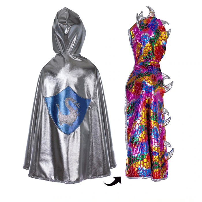 2-in-1 Dragon/Knight Cape, Size 5-6 yrs