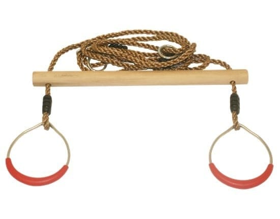 Wooden Trapeze Swing Bar with Rings