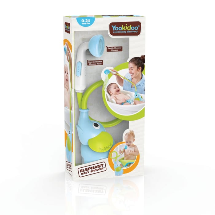 Elephant Battery-Powered Baby Shower Set, Blue