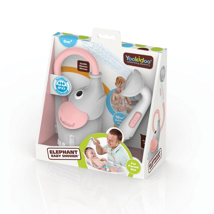 Elephant Battery-Powered Baby Shower Set, Pink