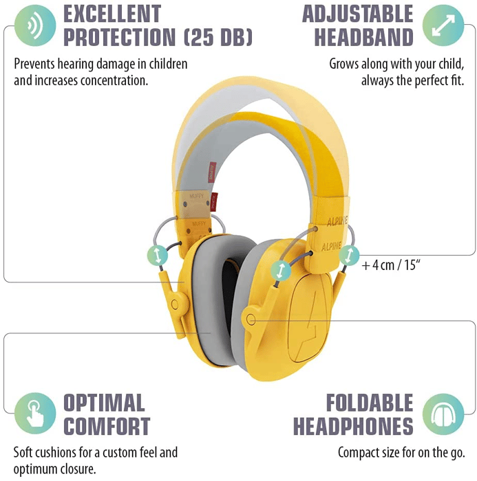 Muffy Kids Earmuffs 5-12 yrs - Yellow