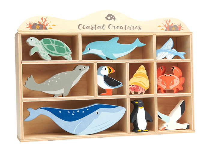 Wooden Coastal Creatures, 10 pcs