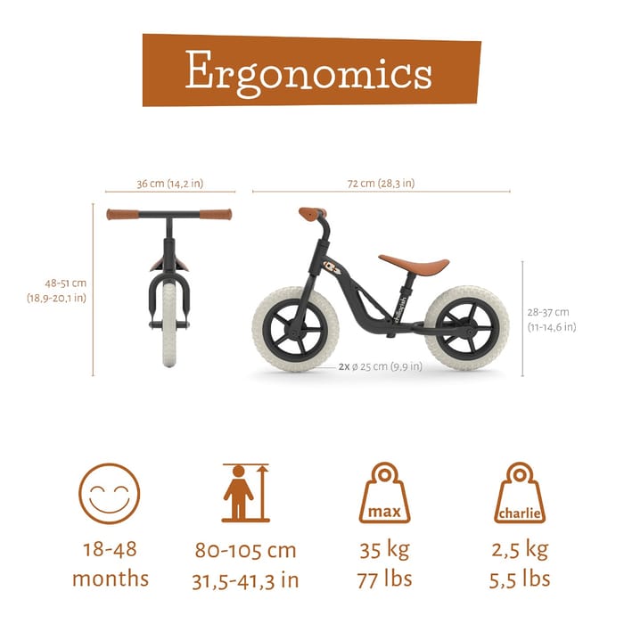 Balance Bike Charlie - Black (18 mos - 4 yrs)