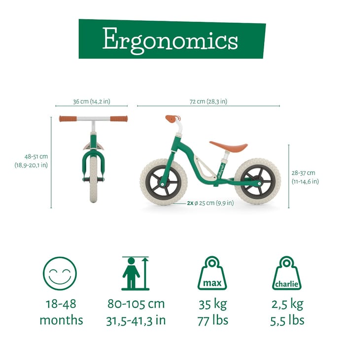 Balance Bike Charlie - Forest (18 mos - 4 yrs)