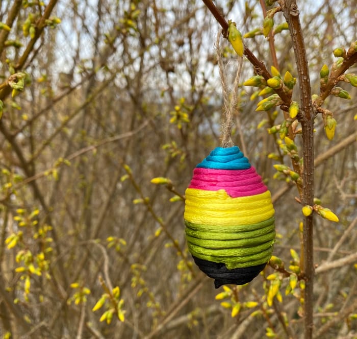 DIY Satin Cord Easter Eggs - Yellow/Pink/Turquoise