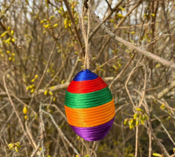 DIY Satin Cord Easter Eggs - Orange/Green/Purple