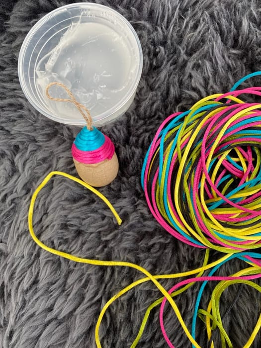 DIY Satin Cord Easter Eggs - Yellow/Pink/Turquoise