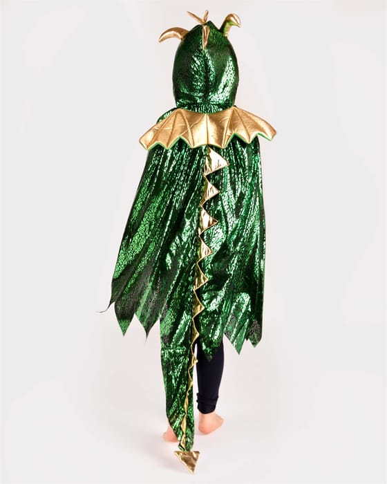 Dragon Cape - Green/Gold, Size 3-8 Years