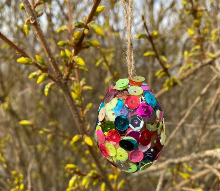 DIY Satin Cord Easter Eggs - Orange/Green/Purple