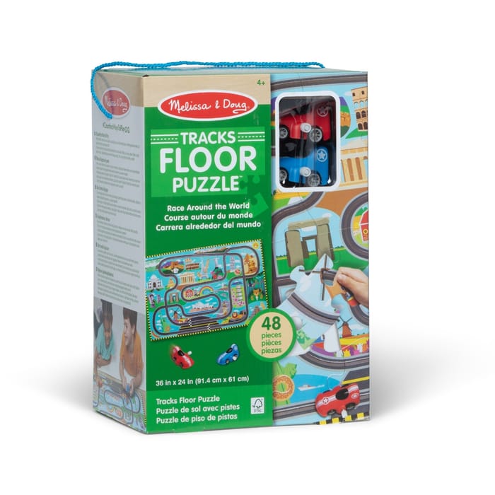 Floor Puzzle - Around the World w. 2 Cars, 48 pcs