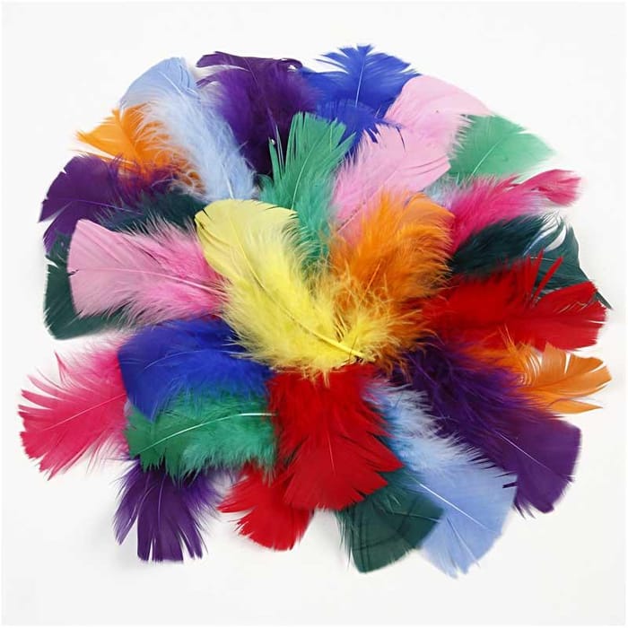 Turkey Feathers - Assorted Colours, 50 g