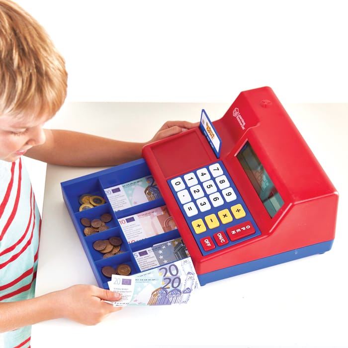 Plastic Calculator Cash Register with Euro Money