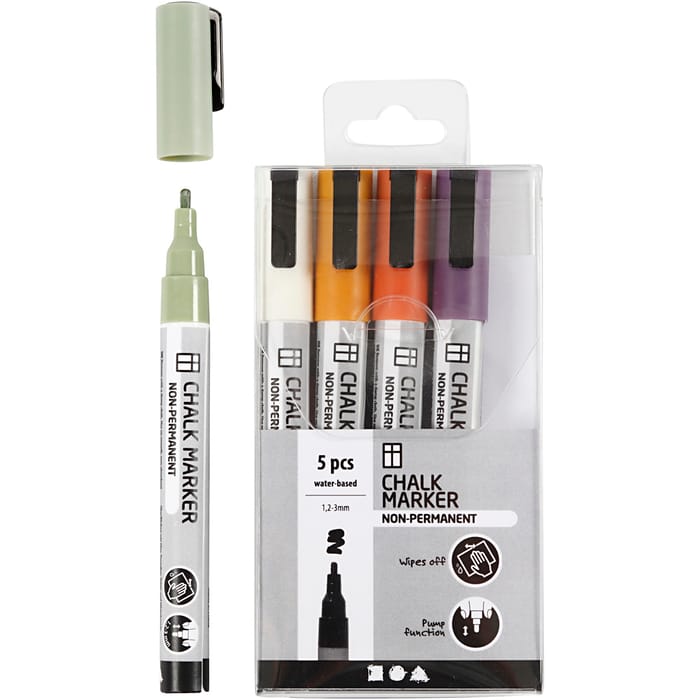 Chalk Markers - Soft Colours, 5 pcs