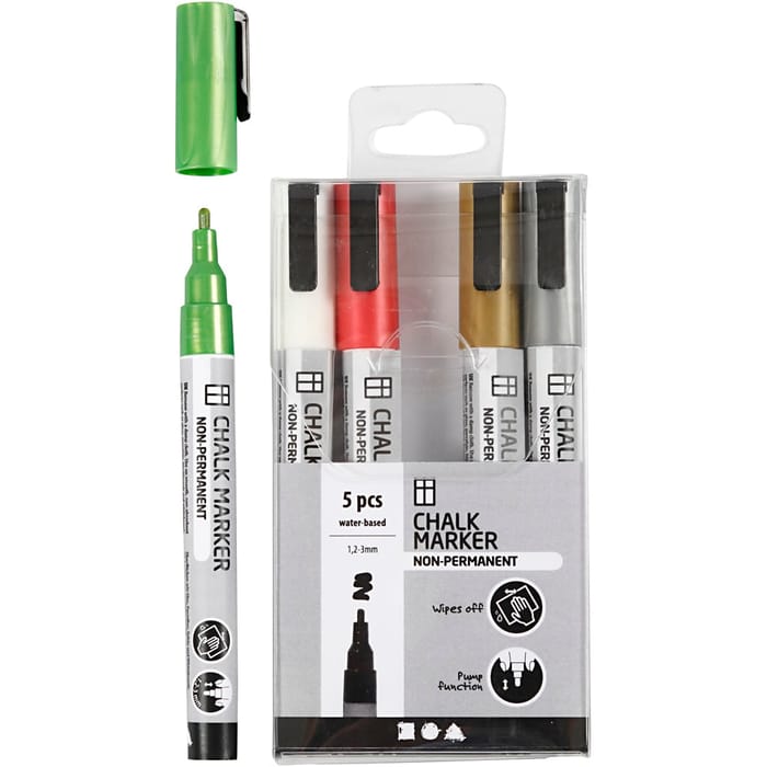 Chalk Markers - Metallic, 5 pcs