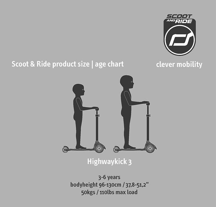 Scooter - Highwaykick 3 w. LED Wheels - Ash