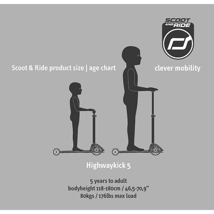 Scooter - Highwaykick 5 w. LED Wheels - Ash