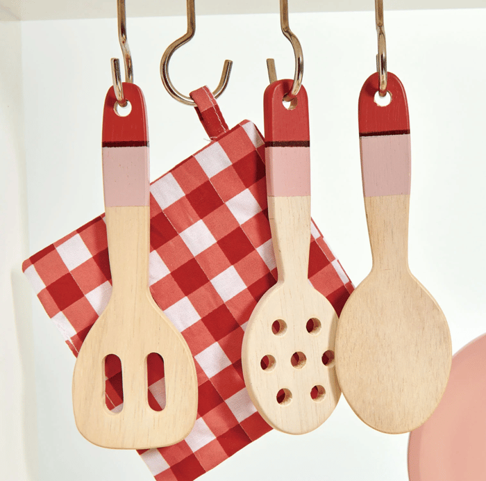 Wooden Play Kitchen with Microwave and Accessories