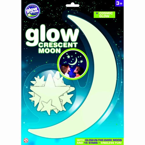 Glow in the Dark - Crescent Moon and Stars, 16 pcs