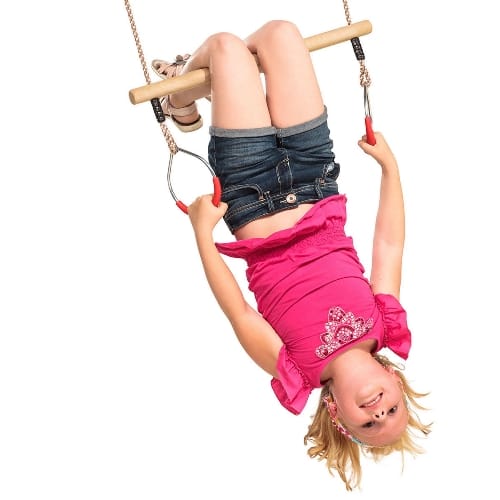 Wooden Trapeze Swing with Metal Rings