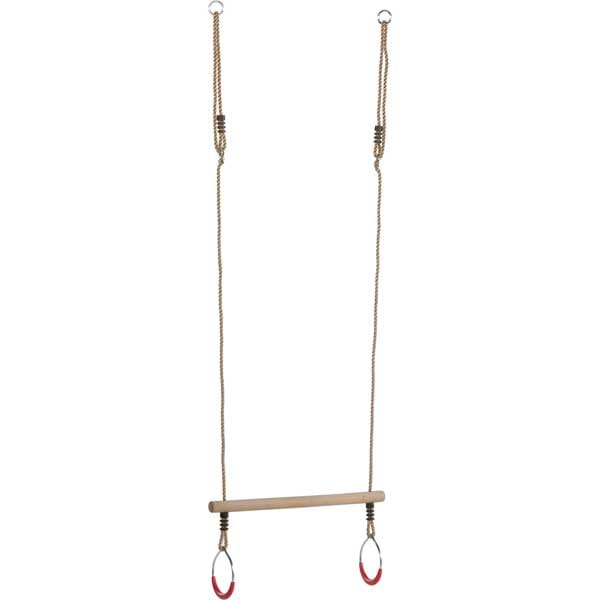 Wooden Trapeze Swing with Metal Rings