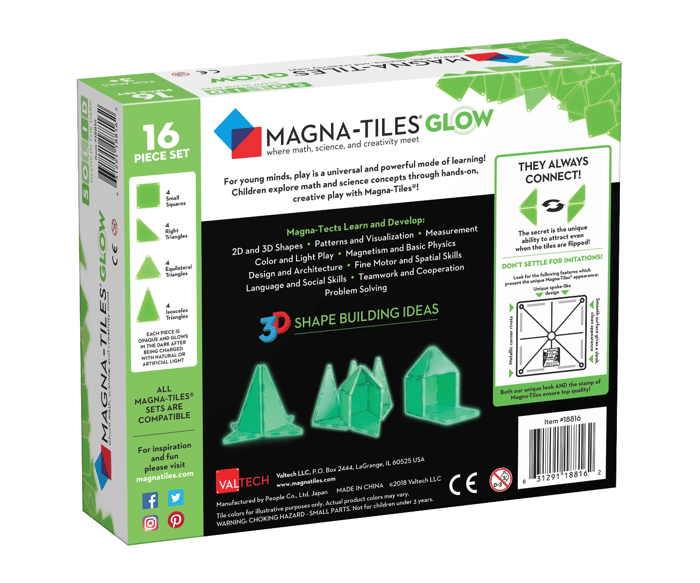 Magna-Tiles | Glow in the Dark, 16 pcs