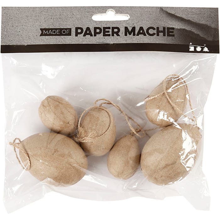 Paper Mache Easter Eggs, 6 pcs