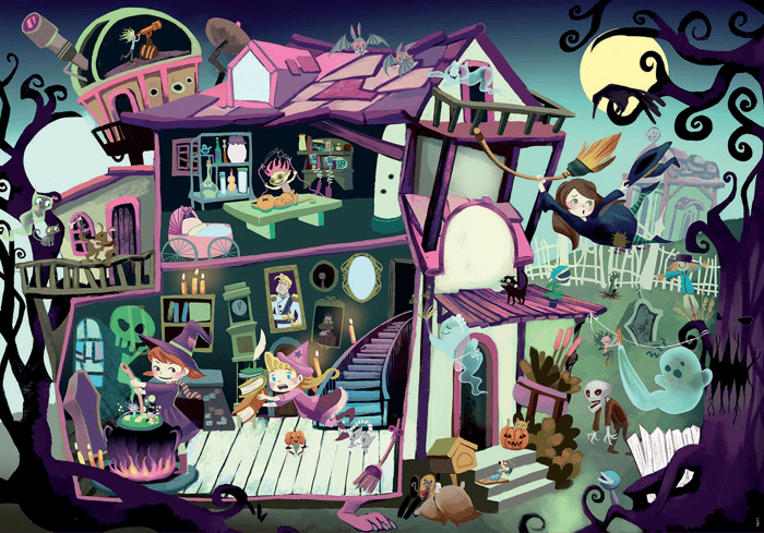 UV Observation Puzzle - Haunted House, 100 pcs