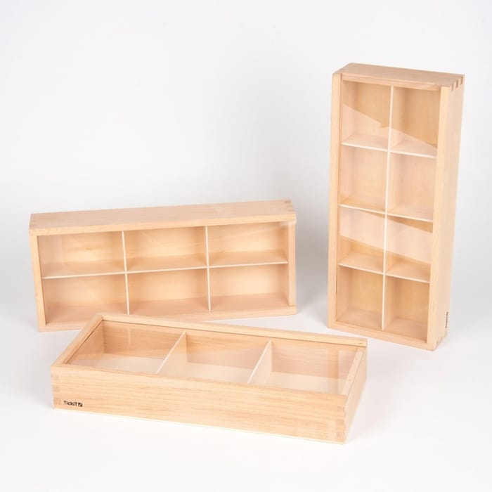 Wooden Discovery Boxes, 3 pcs