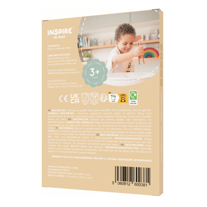 Tongs for Sensory Play - Natural, 3 pcs