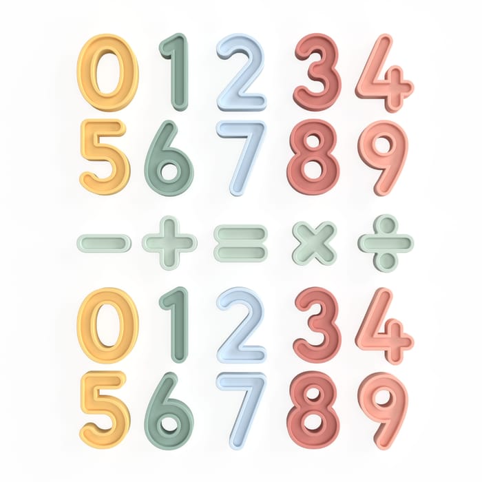 Silicone Numbers (0–9) & Math Symbols, 30 pcs
