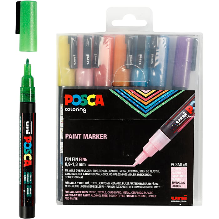 Posca Markers PC-3M - Glitter, 8 pcs