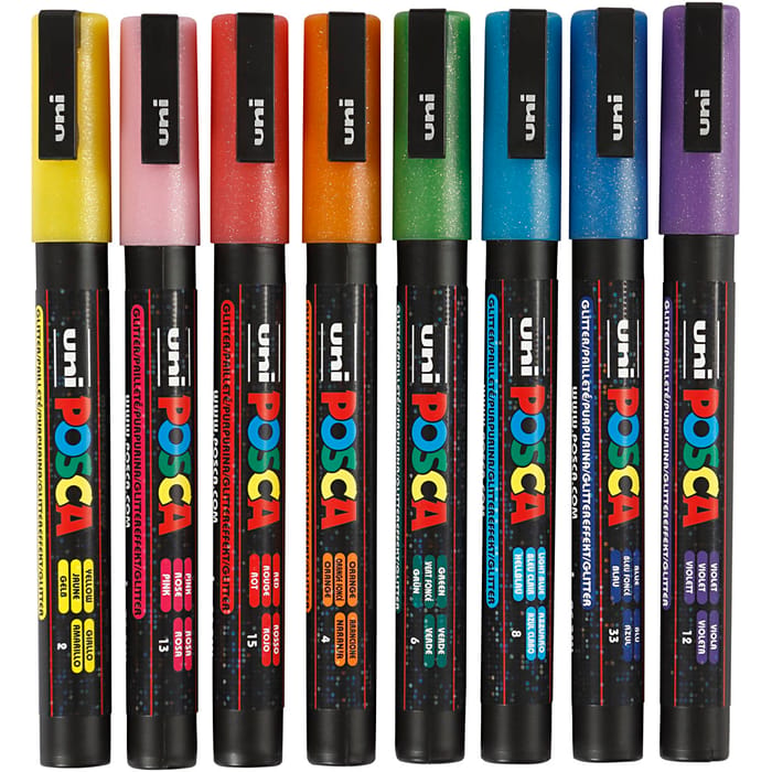 Posca Markers PC-3M - Glitter, 8 pcs