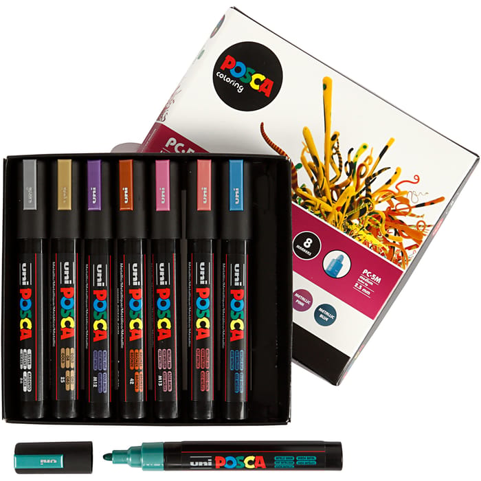 Posca Markers PC-5M - Metallic, 8 pcs