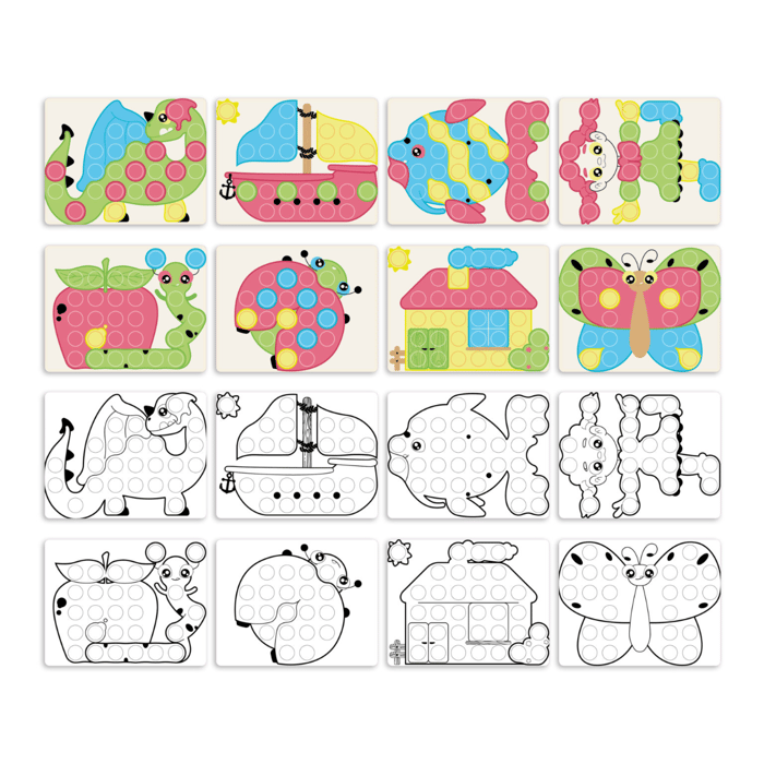 Mosaic Pegboard FantaColor - Junior Pastel, 58 pcs