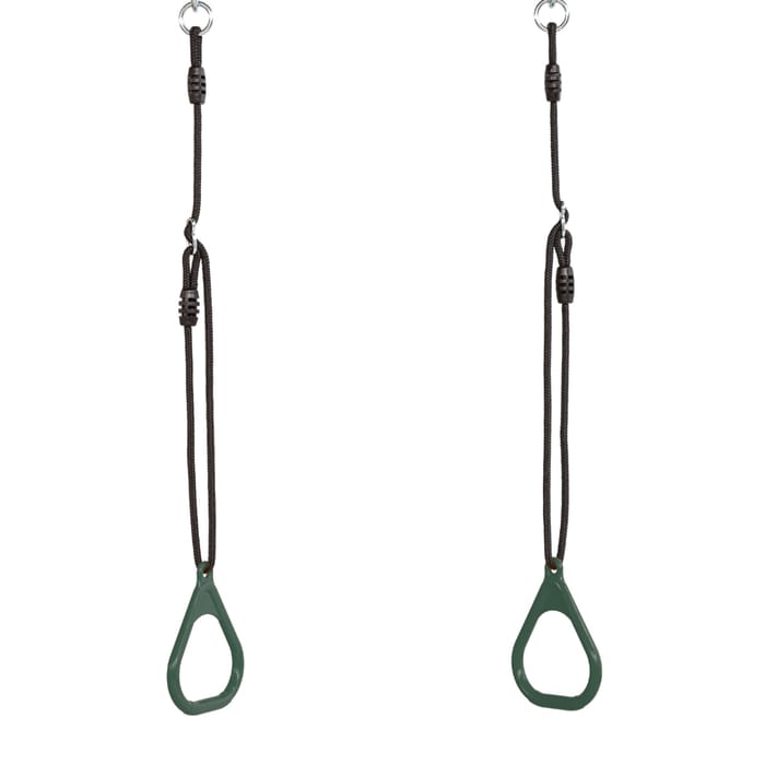 Plastic Gym Rings - Dark Green (Black Rope)