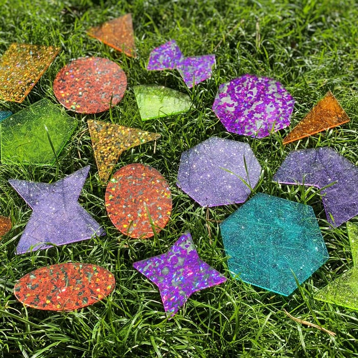 Rainbow Glitter Shapes, 21 pcs