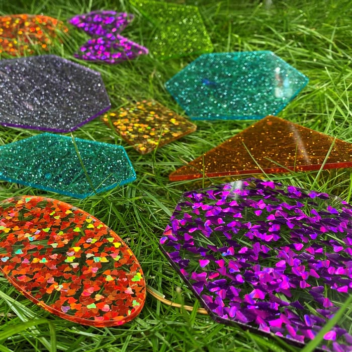 Rainbow Glitter Shapes, 21 pcs
