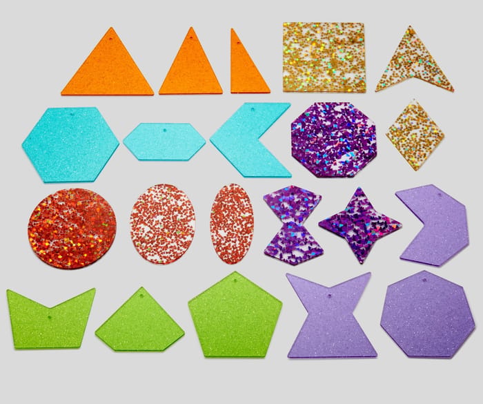 Rainbow Glitter Shapes, 21 pcs